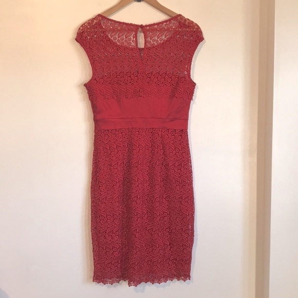 JAX sleeveless lace jewel sheath dress size 4 red - Picture 6 of 12